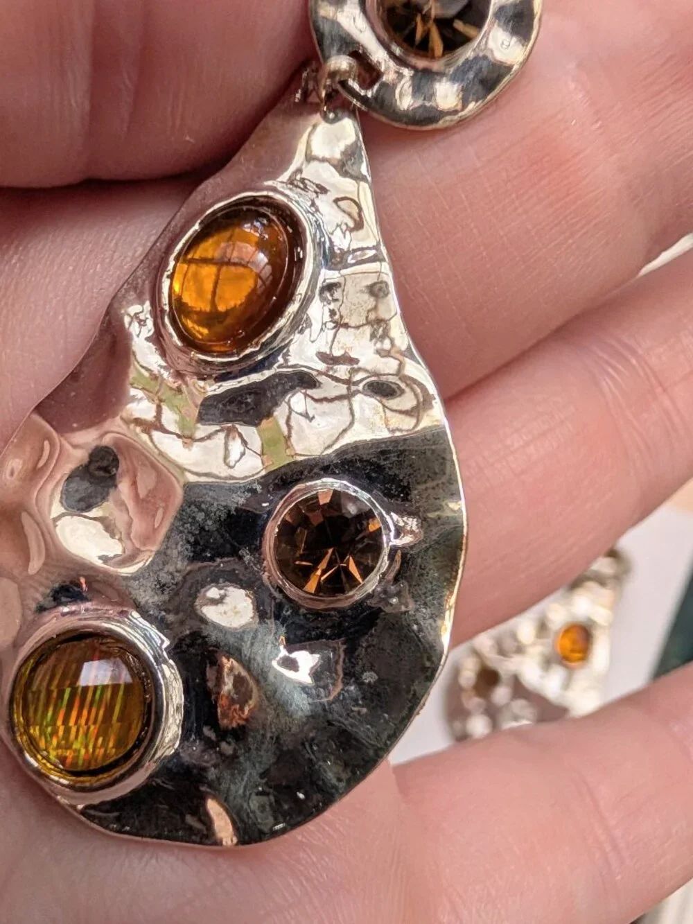 Vintage Deadstock BW Collection Hammered Teardrop Clip-on Earrings